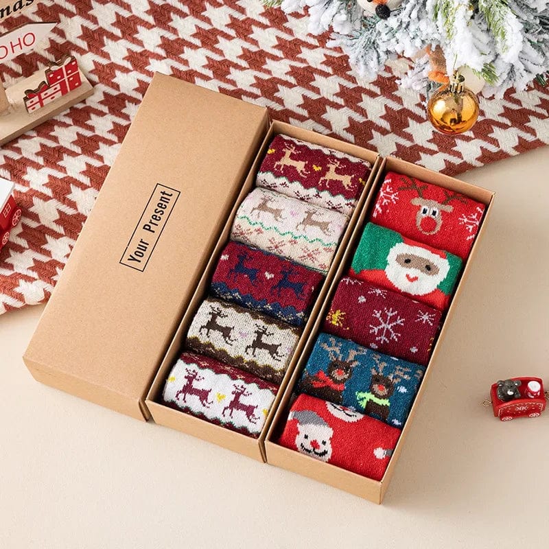 Chaussette de Noel Femme - Edition Cadeaux Pack de 5 pairs