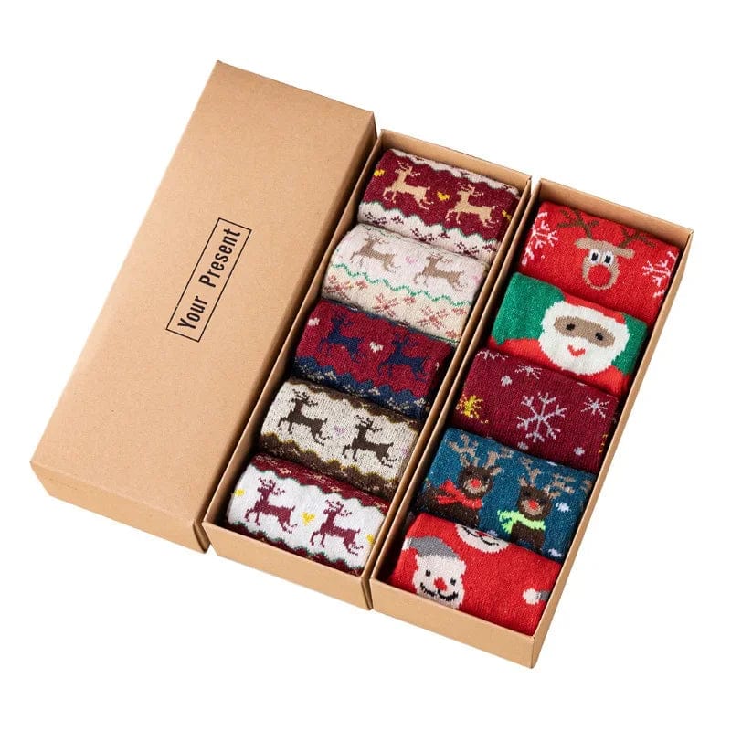 Chaussette de Noel Femme - Edition Cadeaux Pack de 5 pairs