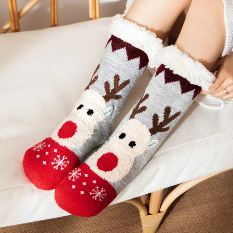 Chausson Chaussette de Noel Femme - Fourré et Chaud