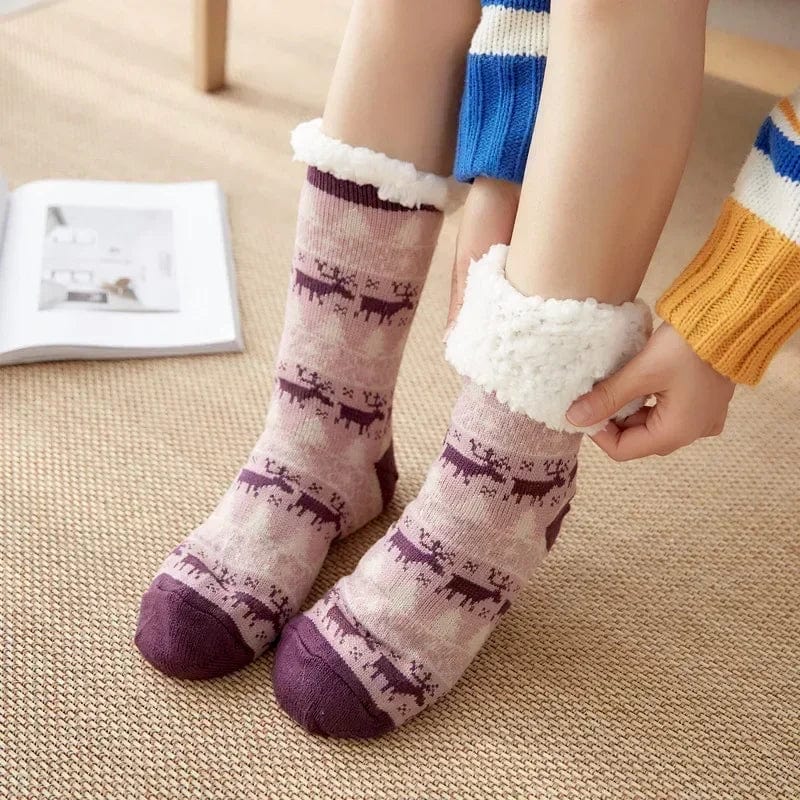Chausson Chaussette de Noel Femme - Fourré et Chaud