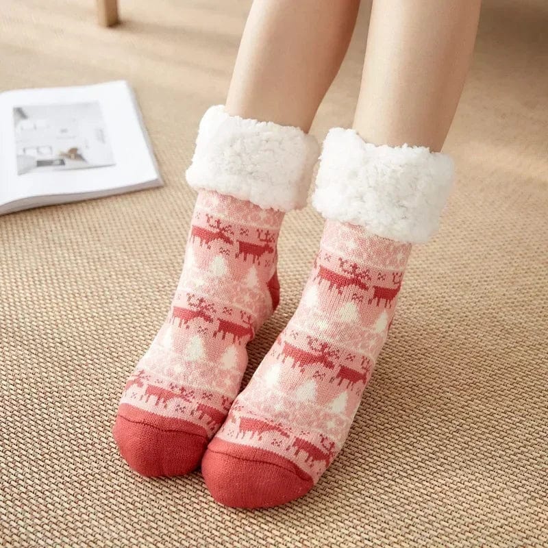 Chausson Chaussette de Noel Femme - Fourré et Chaud
