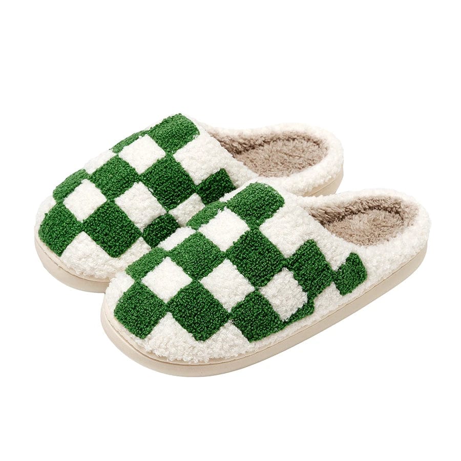 Chausson Blanc à Carreaux Vert