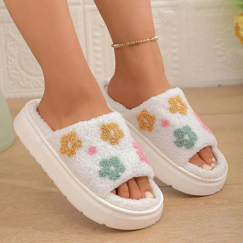 Chausson Mule Ouverte Femme - Fleurs