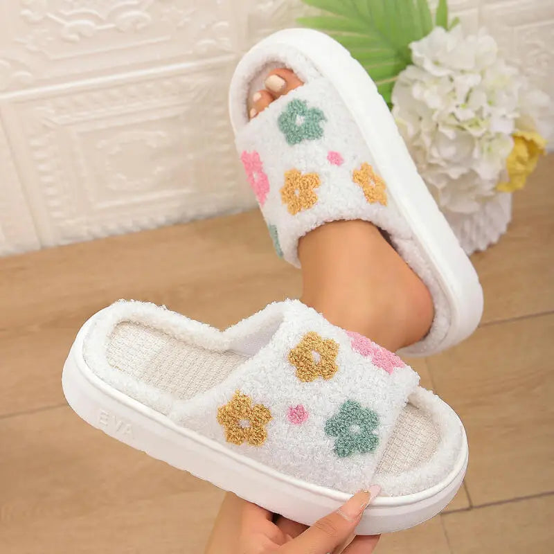 Chausson Mule Ouverte Femme - Fleurs